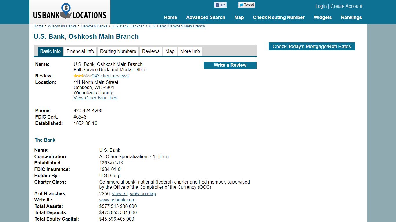 U.S. Bank, Oshkosh Main Branch - US Bank Locations