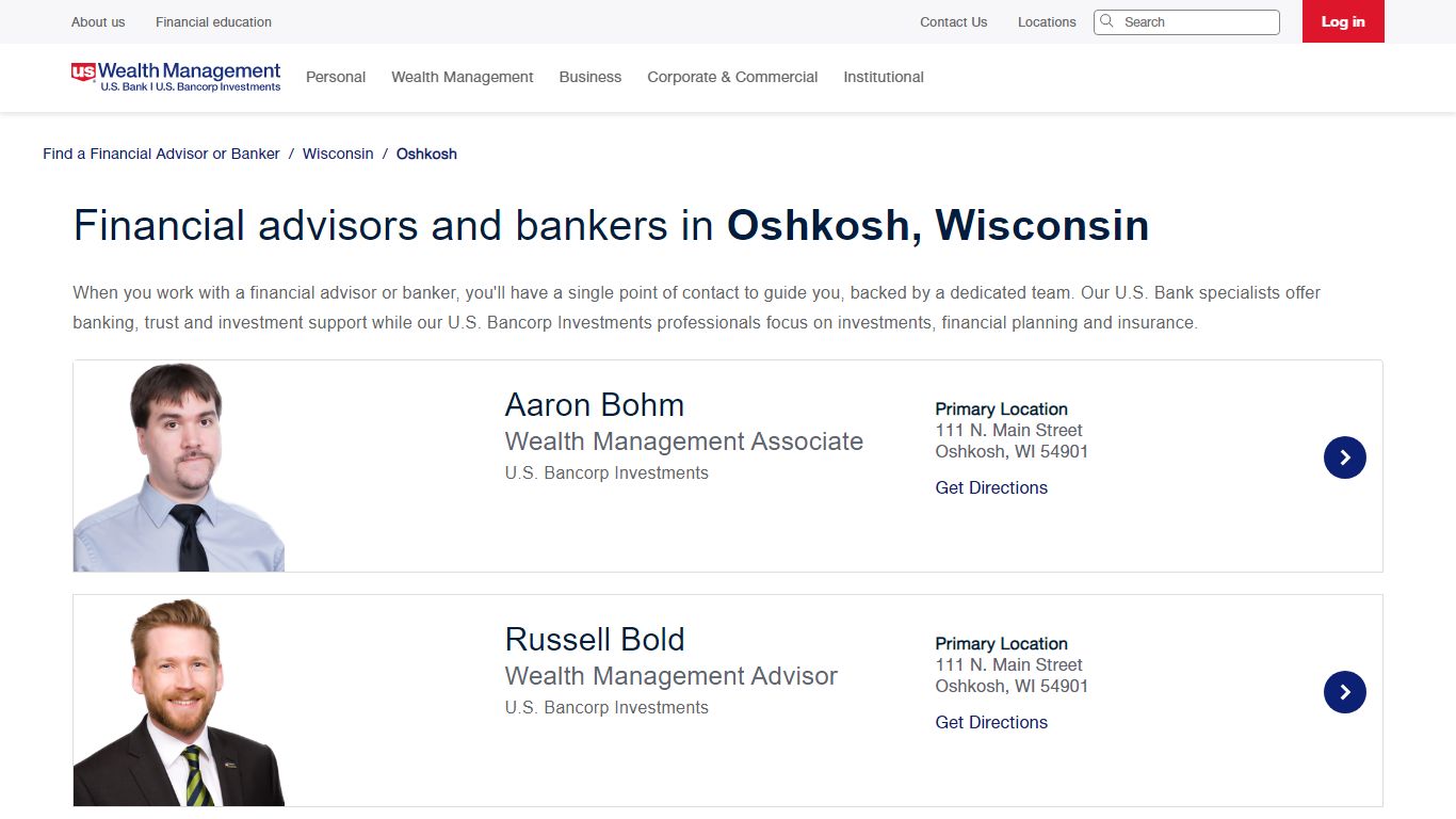 Financial Advisor in Oshkosh | U.S. Bank | U.S. Bancorp Investments