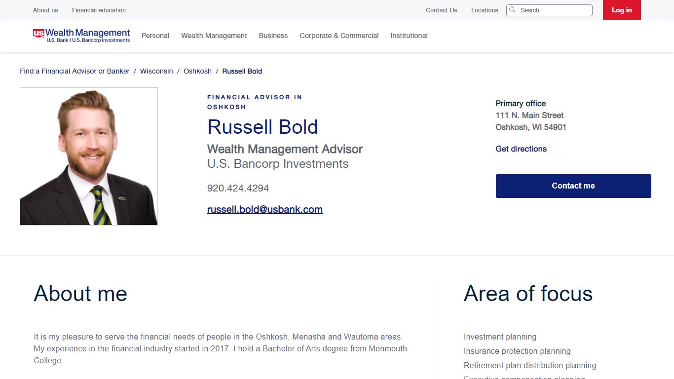 Financial Advisor in Oshkosh | Russell Bold - U.S. Bank